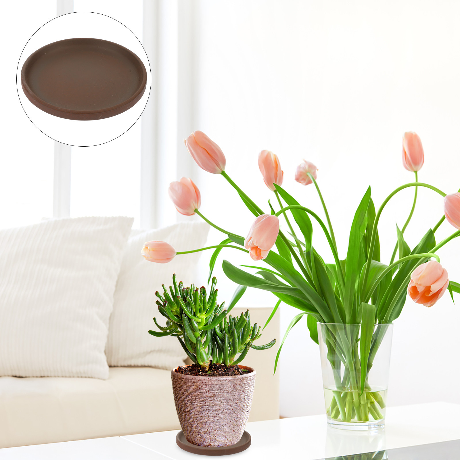 Drip Tray Saucer - Keramik-Blumentopf-Untersetzer, runde Pflanzenschale, Abtropfschale für Innen-
