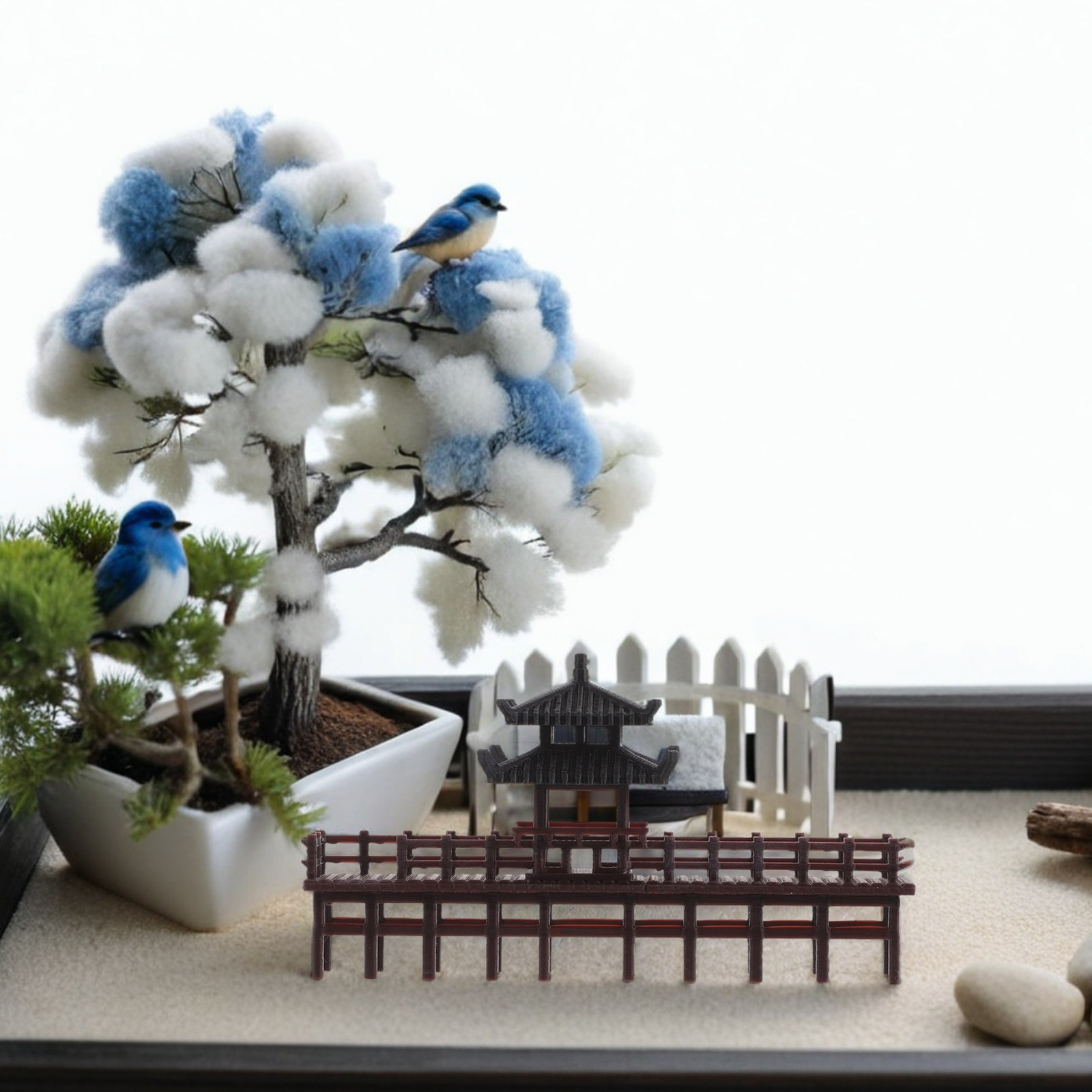 Bonsai Garden Landscape Design - Miniatur-Chinesische Pavillon-Brücke, Ornament, Elegantes Traditionelles Design
