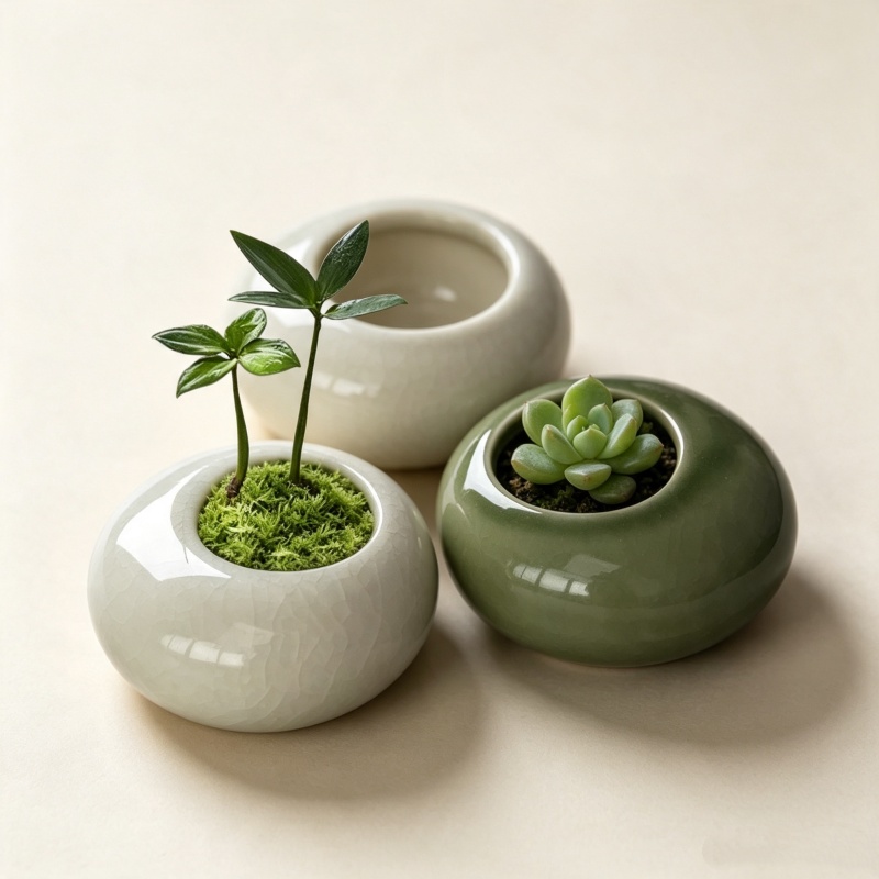 Bonsai Garden Art - Mini Eisriss-Glasierte Pflanzentöpfe Kreative Sukkulenten-Töpfe Bonsai-Vasen