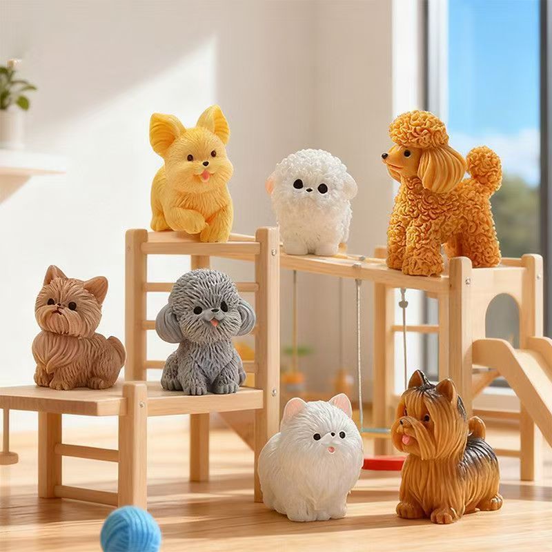 Bonsai Garden Art - Niedliche Teddy-Pudel-Welpen-Dekoration aus Kunstharz, Miniaturfigur, winzig,