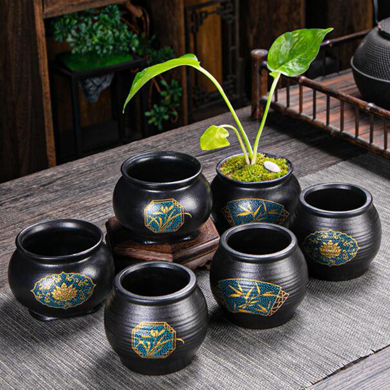 Bonsai Garden Art - Chinesischer Stil Keramik-Blumentopf Bonsai-Vase Schwarze Farbe